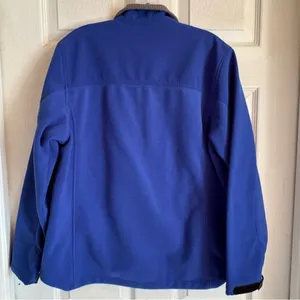 Lands End Zip Up Windbreak Jacket Womens Size Medium Blue Grey Softshell Pockets thumbnail 2
