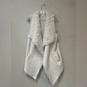 Miami Cream Faux Fur Waterfall Vest L 70s Boho Festival Penny Lane thumbnail 10