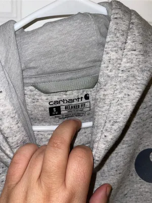 Like New Carhartt Gray Logo Hoodie Sweatshirt - Small, 4-6 thumbnail 4