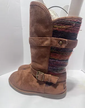 Makalu California Bonita Boots Women 7 Brown Suede Faux Fur Boho Mid Calf thumbnail 1