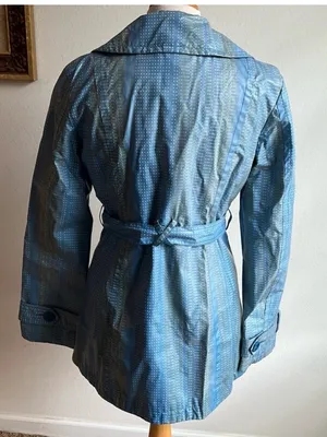 NWT Tulle for Anthropologie Light Blue Double-Breasted Trench Rain coat w/ Belt thumbnail 6