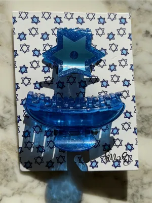 NWT Berry Star of David Hair Claw Clip Set Blue Glitter Jewish Hanukkah Accesory thumbnail 1