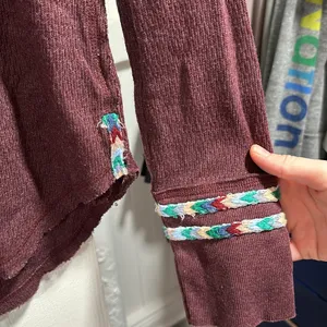 We The Free Wine Rainbow Knit Blouse Top Long Sleeve Thin Sweater large thumbnail 7