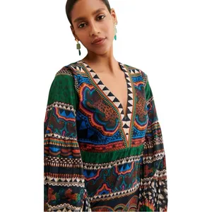 FARM Rio Safari Tiger Printed V-Neck Tunic /‎ Flowy Mini Dress Size Small thumbnail 2