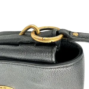 Tory Burch | One Size | Everly Black Pebbled Leather Flap Saddle Bag thumbnail 7