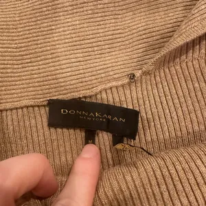 Donna Karan tan Ribbed Asymmetric Neck Sweater thumbnail 4