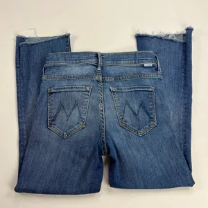 MOTHER Insider Crop Step Fray Jeans Not Rough Enough Wash Stretch Denim Size 25 thumbnail 11