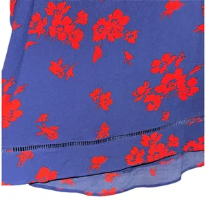 John Mark Floral Bell Sleeve‎ Top Women's Medium Navy Blue Red July Lattice Lace thumbnail 3