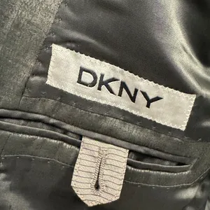 DKNY Black Faux Leather Textured Blazer Jacket Womens Size 10R Two Button Career thumbnail 8