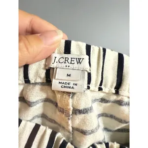 J Crew Women's Size Medium Linen Blend‎ Shorts Black White Stripe thumbnail 2
