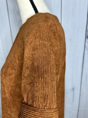 Loveriche Dress Women's Sz S Brown Corduroy Short Sleeve thumbnail 6