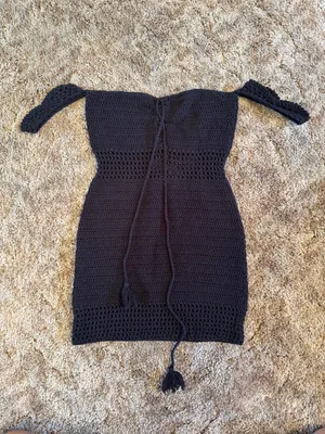 VICI Dolls Boho Off-The-Shoulder Crochet Mini Dress Swim Cover-Up Boho Festival thumbnail 2