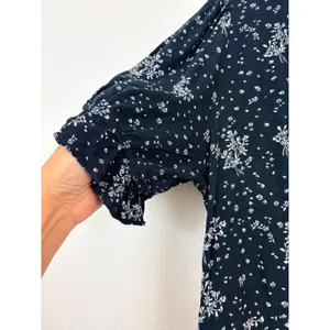 Rewind Womens L Black White Ditsy Floral Ruffle Hem Short Sleeve Mini Dress thumbnail 3