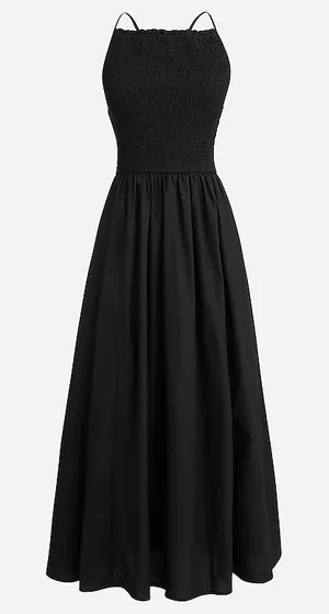 J. Crew Friday Cotton Poplin Dress Size Large Petite smocked Black thumbnail 1
