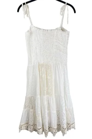 Antica Sartoria Crochet Lace Boho Mini Dress Beachy Sz S/M thumbnail 2