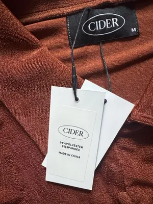 Cider Long Sleeve Button Down Crop Top Bronze Brown Medium thumbnail 3