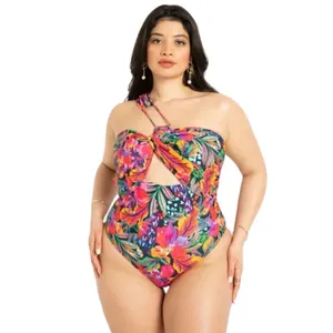 Eloquii Floral One Shoulder Cutout One Piece Swimsuit Tropical Print Size 16 XL thumbnail 6