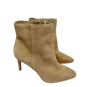 Vince Camuto Boots Size 8 Leather Womens Tan Almond Toe‎ Side Zip Ankle Booties thumbnail 4