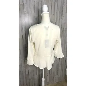 NWT Frye‎ Women's Lace-Up Bell Sleeve Blouse Ivory Size Small Casual Spring thumbnail 4