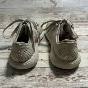 Crocs LiteRide Sneakers Women's Size 7 Rubber Cream Waterproof Tennis Shoes thumbnail 2
