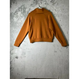 Spanx AirEssentials Half Zip Pullover Butterscotch Orange Soft Lounge Top Small thumbnail 3