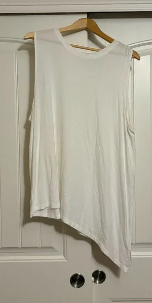 Athleta Cloudlight Asymmetrical Side Tie Tank Top 1X Solid White Modal Polyester thumbnail 1