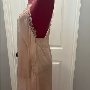 H&M Women's Lace Trim Satin Slip tunic top blush pink thumbnail 6