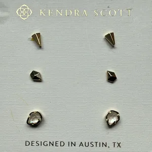 Kendra Scott Jensen Gold Geometric Stud Earrings Set New 3 pc thumbnail 4