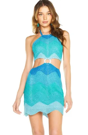 Lisa Maree Soul Chaser Dress in Ombre Blue Crochet Size M NWOT thumbnail 1