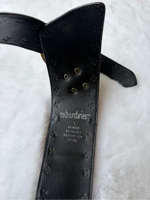 No Boundaries Y2K Brown Studded Double Ring Buckle Boho Western Grunge Wide Belt thumbnail 4