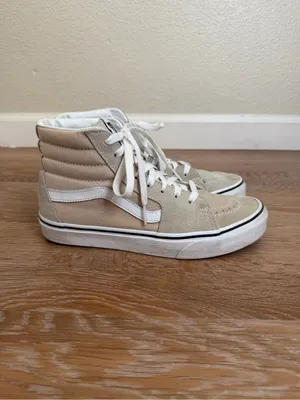 Vans Unisex Sk8-Hi Beige Suede Canvas Sneaker Shoes thumbnail 4