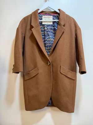 Cartonnier Brown Wool Blend Jacket Tailored Moody Professor Classic Tan Camel thumbnail 1
