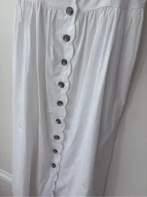 J.Crew White Cotton Scalloped Button Front Midi Dress Size 4 thumbnail 4
