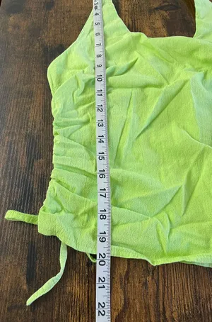 Y2K Halter Green Ruched top Size L thumbnail 4
