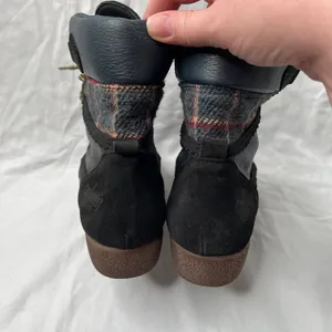 coolway Black Leather Plaid trim Lace Up Ankle Boots US 7 thumbnail 11