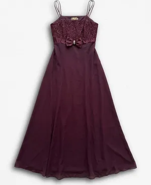 Aspeed Vintage Y2K Plum Purple Lace Bow Formal Gown Dress Made‎ in USA Womens thumbnail 1