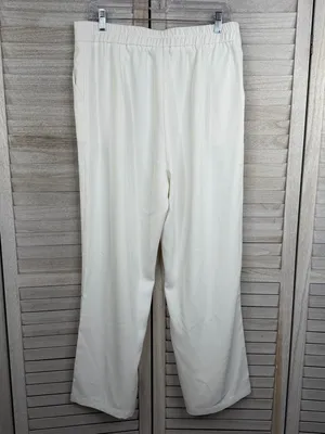 FUNYYZO Women's High Waist Wide Leg Pleated Dress Pants Ivory-XL thumbnail 2