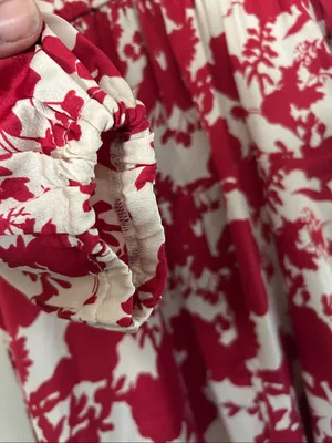 Melloday Red & Cream Floral Faux Wrap Long Sleeve Maxi Dress Sz Small thumbnail 10
