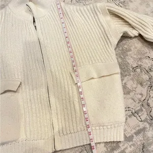 Cozy White Cream Zip-Up Oversized Cardigan Sweater thumbnail 7