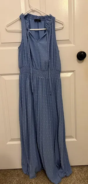 blue rutched church dress thumbnail 1