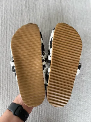 Cow Print Canvas Slip On Slides Mules Clogs in Black and White Size 38 thumbnail 6
