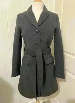 Vintage H&M Trench Coat Gray Size 6 Excellent Used Condition thumbnail 1