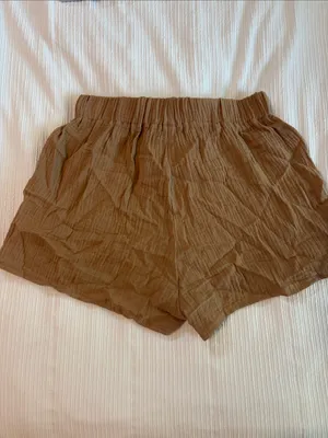 SheIn High Waist Brown Drawstring Relaxed Shorts thumbnail 2