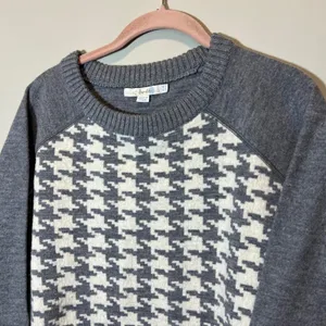 Boden Women's Grey White Houndstooth 100%‎ Wool Raglan Sleeve Sweater US 14 thumbnail 2