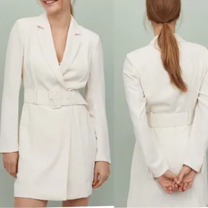 NWT H&M Belted Blazer Jacket Dress Ivory Large thumbnail 3