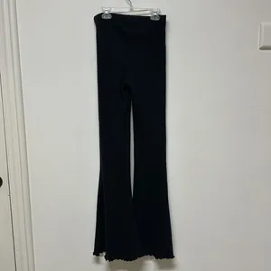 Aerie Black Ribbed Flare Long Stretch Pants thumbnail 7