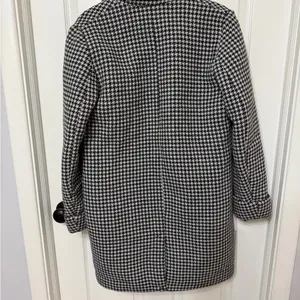 ZARA Women's Black and White wool Houndstooth‎ Coat cuffed sleeves size medium thumbnail 6