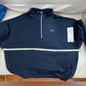ALO Yoga NWT Accolade 1/4 Zip Pullover Navy Blue Size M oversized thumbnail 10