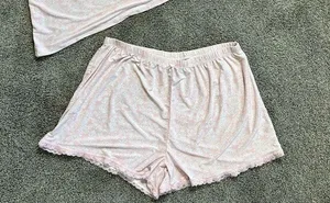 Rene Rofe 2 Piece Pajama Shorts Set Pink and White size Medium thumbnail 7