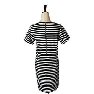 J Crew Dress Women XS Black White Striped Short Sleeve Crewneck Mini Preppy thumbnail 5